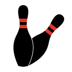 Two Bowling Pins About to Fall Vector Illustration Isolated - Strike!