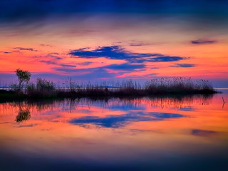 landscape at sunset/sunrise by the lake