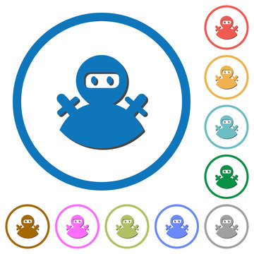 Ninja avatar icons with shadows and outlines