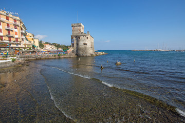 Fototapeta na wymiar RAPALLO, ITALY, JULY, 12, 2017 - The ancient castle on the sea, Rapallo, Genoa (Genova), Italy