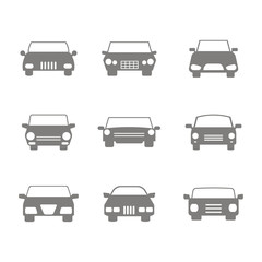 monochrome icons set with cars  for your design