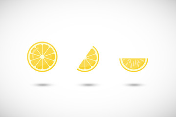 Lemon fruit vector flat icon set