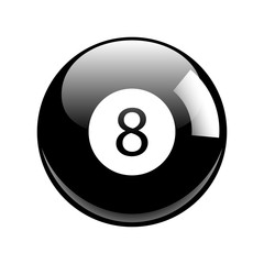 Shiny Black Eight Pool - Billiard Ball Illustration Isolated