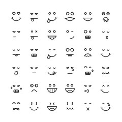 black thin line emoji faces