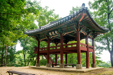 Gongju, South Korea - Gongju Gongsanseong Fortress's Gwangbongnu Pavilion. (UNESCO World Heritage)