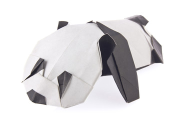 Sweetheart panda of origami, isolated on white background. Stock