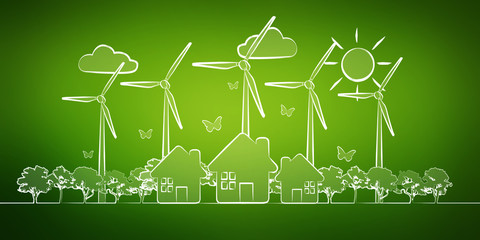 Hand-drawn renewable energy sketch