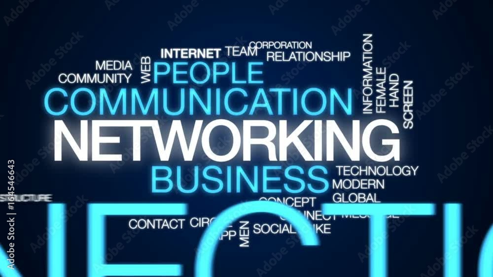 Aufkleber networking animated word cloud, text design animation.