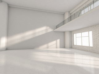 Obraz premium Abstract modern architecture background, empty white open space interior. 3D rendering