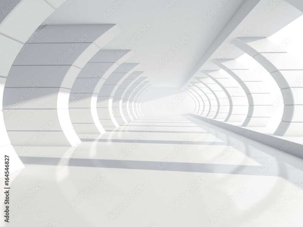 Poster abstract modern architecture background, empty white open space interior. 3d rendering
