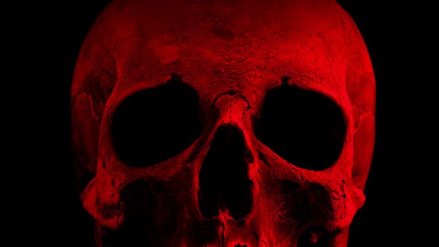 Red Old Skull Rotating Closeup Loop