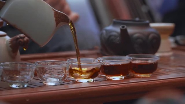 tea ceremony close up in slow motion