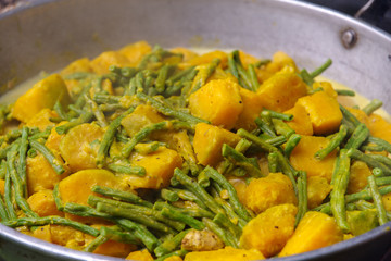 Filipino food - (Ginataang Kalabasa)Squash cooked in coconut milk