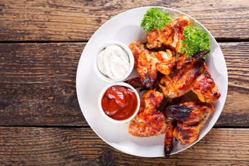 plate of fried chicken wings, top view