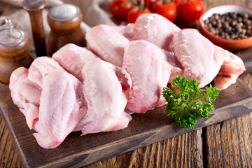 fresh chicken wings with ingredients for cooking