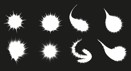 Set of white blots on black background.