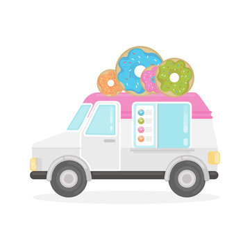 Isolated donut truck.
