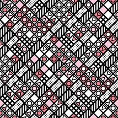 Decorative geometric shapes tiling. Monochrome irregular pattern.  Abstract  background. Artistic decorative ornamental lattice