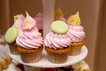 Multi-colored cream cup cakes