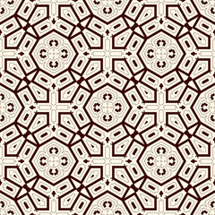 Outline ethnic abstract background. Seamless pattern with symmetric geometric ornament. Vector illustration