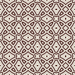 Outline ethnic abstract background. Seamless pattern with symmetric geometric ornament. Vector illustration