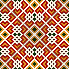 Obraz premium Bright seamless pattern with repeated geometric forms. Ornamental abstract background. Ethnic and tribal motifs.