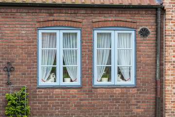 Fenster in einer Fassade mit Sprossen