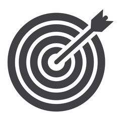 Target solid icon, business and dartboard, vector graphics, a glyph pattern on a white background, eps 10.