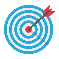 Target flat icon, business and dartboard, vector graphics, a coloful solid pattern on a white background, eps 10.