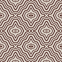 Fototapeta premium Outline op art background. Psychedelic optical illusion effect wallpaper. Seamless pattern with geometric ornament.