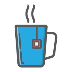 Mug of tea colorful line icon, business and breakfast, vector graphics, a filled pattern on a white background, eps 10.