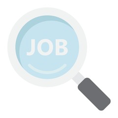 Search job flat icon, business and magnifying, vector graphics, a colorful solid pattern on a white background, eps 10.