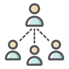 Social marketing network colorful line icon, business and communication, vector graphics, a filled pattern on a white background, eps 10.