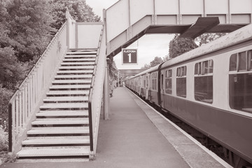 Railway Train Carriage on Station Platform