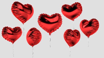 Bunch of foil heart shaped balloons