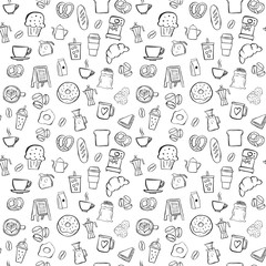 coffee shop seamless pattern background set