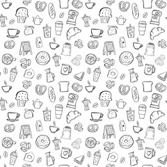 coffee shop seamless pattern background set