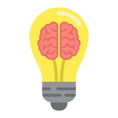 Business Idea flat icon, business and creativity, brain lamp vector graphics, a colorful solid pattern on a white background, eps 10.