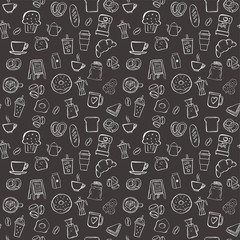 coffee shop seamless pattern background set
