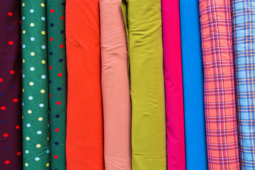 Multi color fabric in a row