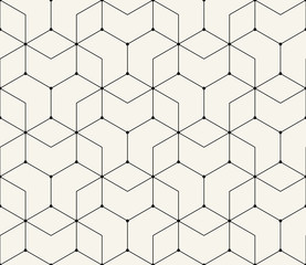 seamless geometric line grid vector hexagon pattern