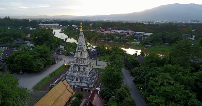 Aerail view, Wat Chedi Liam in Chiangmai, Thailand.