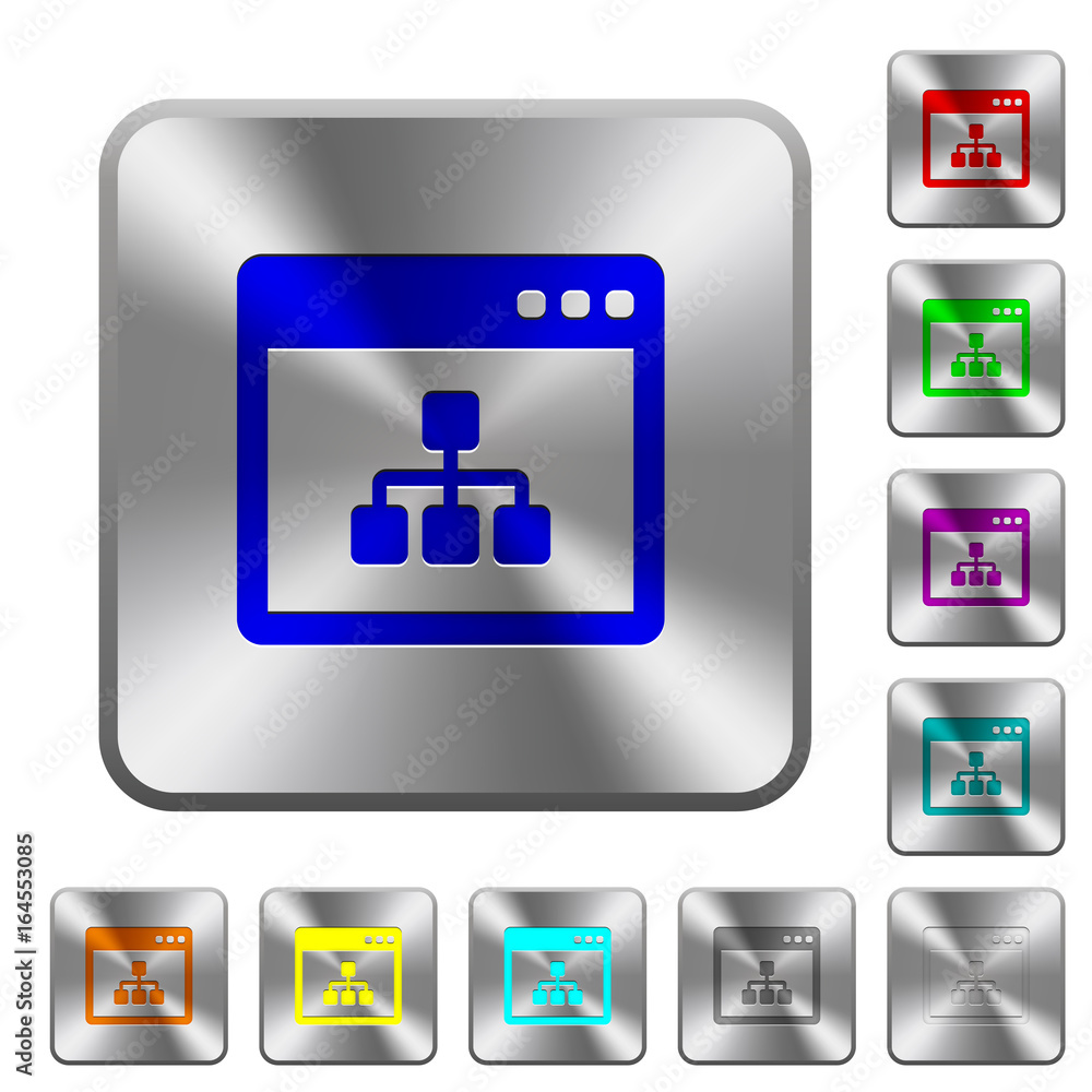 Aufkleber networking application rounded square steel buttons