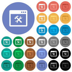 Application tools round flat multi colored icons