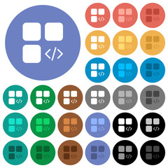Component programming round flat multi colored icons