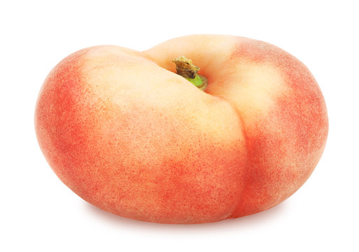 Flat peach isolated on white. Full depth of field.