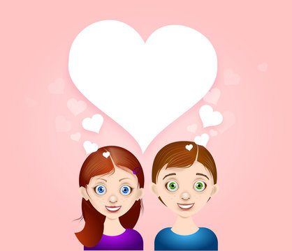 Young girl and boy in love