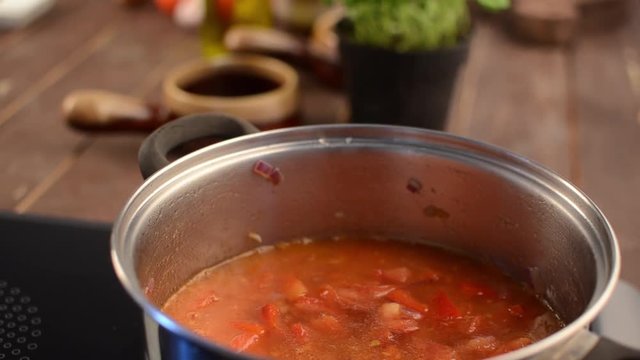 Tomato creamy soup, stock footage, delish food