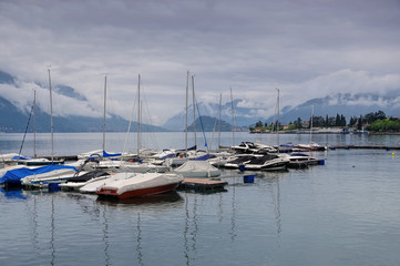 Fototapeta na wymiar Nobiallo Marina am Comer See in Italien - Nobiallo Marina on Lake Como, Lombardy