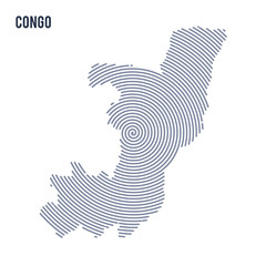 Vector abstract hatched map of Congo with spiral lines isolated on a white background.